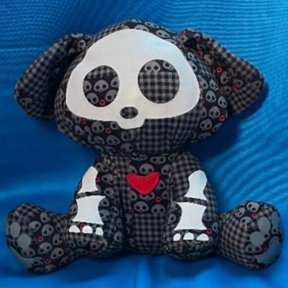 TOYNAMI RARE SKELANIMALS ~ DEAD IN PLAID DAX THE DOG PLUSH DOLL / STUFFED ANIMAL - Picture 2 of 16